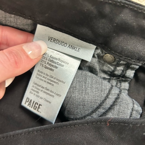 PAIGE Verdugo Ankle Ultra Skinny Mid Rise Destructed Jean Black Twilight Size 28 - Picture 6 of 9